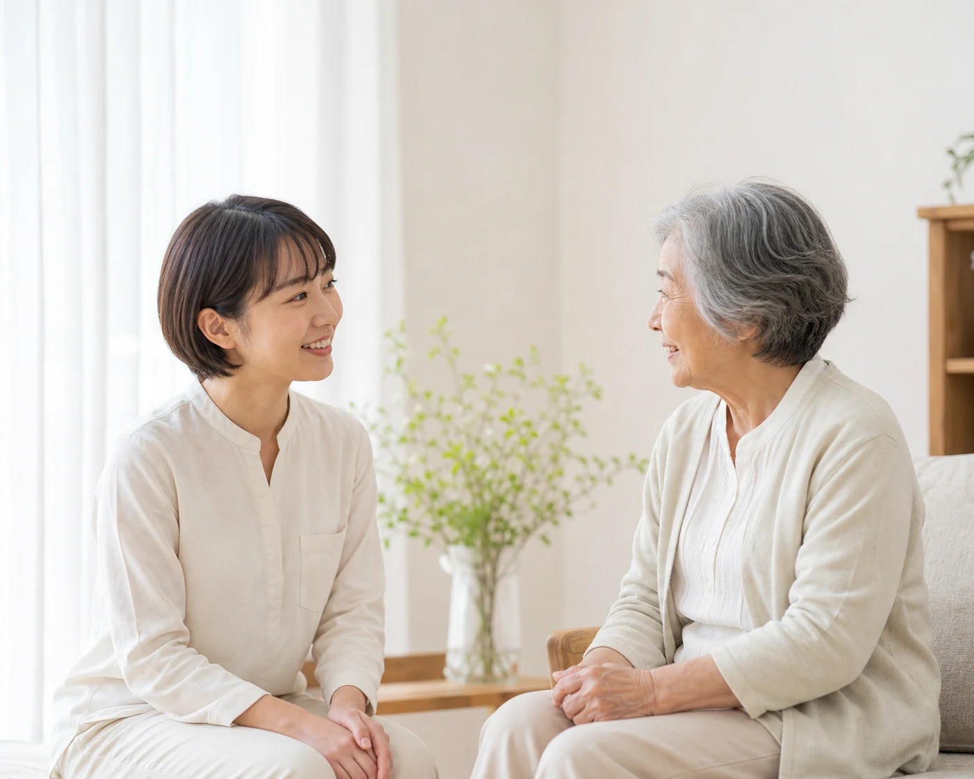 笑顔で話す二人